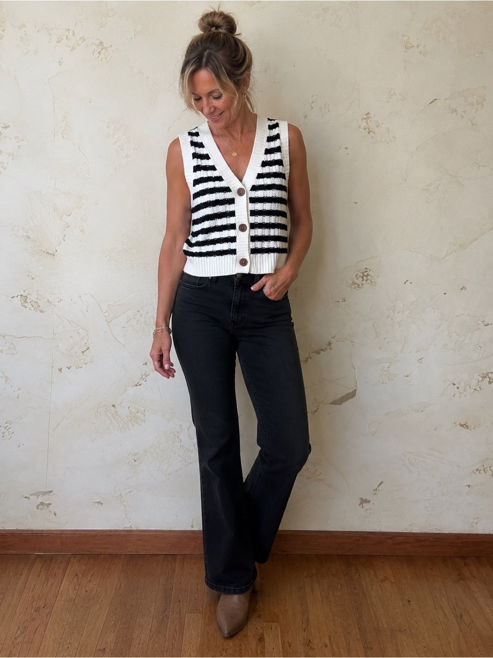 Lulus Stylish Instinct Striped Crochet Sweater Vest XS (Fits S) - Picture 1 of 7